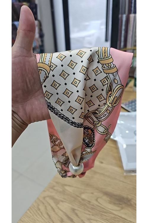 2 Parça, Pembe Mıknatıs İncili Kolye Fular  