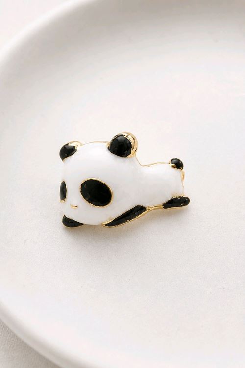 Beyaz Mini Panda Broş, Yaka Broşu, Çanta Broşu