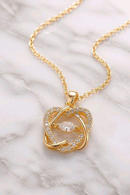 Çelik Gold Geometrik Kalp Kolye