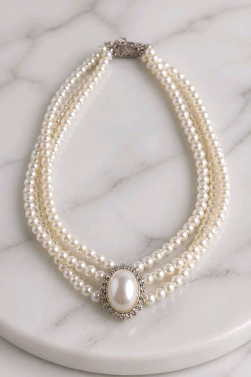 Gümüş İncili Chocker Kolye 