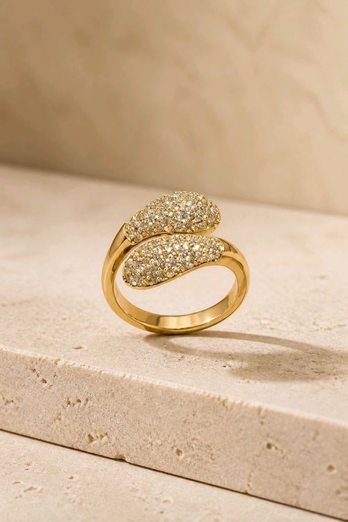 Gold Taşlı Şık Yüzük Ayarlanabilir 