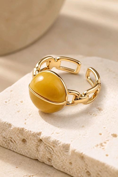 Çelik Gold Sarı Yüzük Ayarlanabilir 