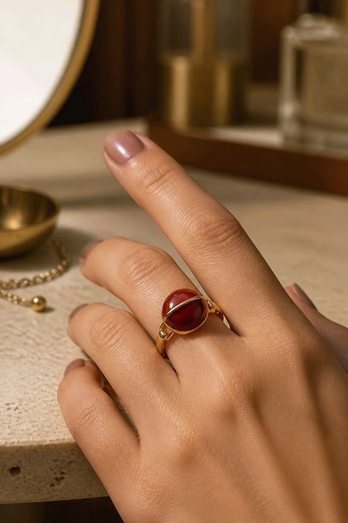 Çelik Gold Bordo Yüzük Ayarlanabilir  