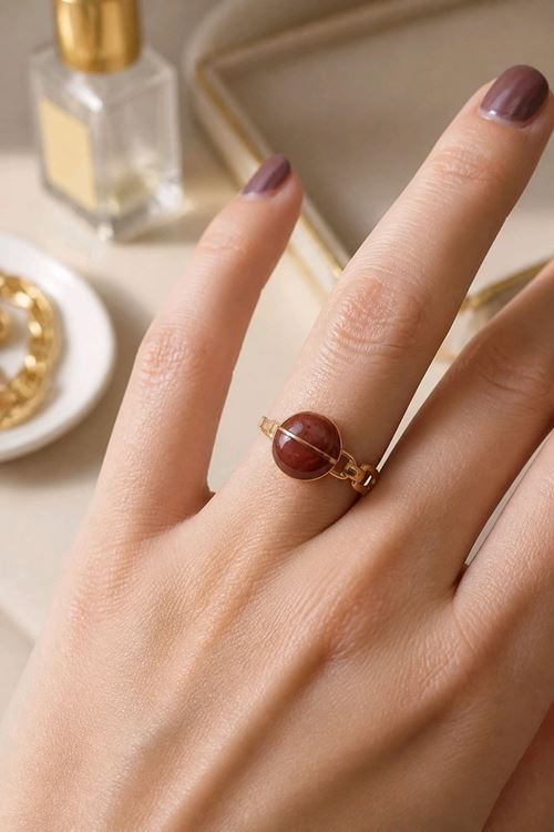 Çelik Gold Bordo Yüzük Ayarlanabilir  