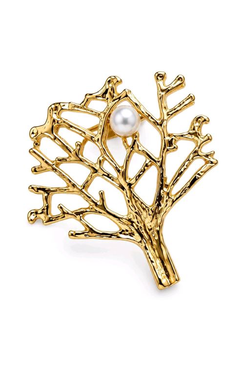 Gold Hayat Ağacı Broş, Uzunluk:4cm, Genişlik:5cm