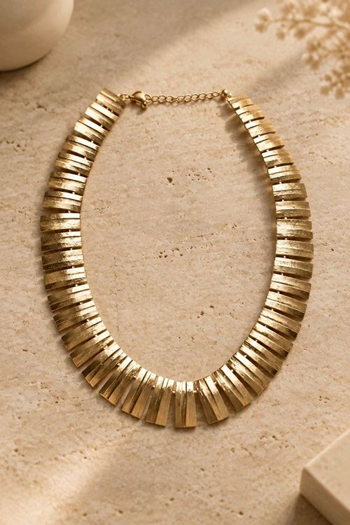 Gold Plaka Kararmaz Kolye, Uzunluk: 37+5cm 