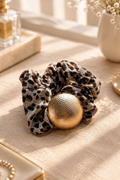 Leopar Gold Figürlü Simit Toka, Çap: 10cm
