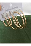 Gold İnce 6 lı Set, 3 Boy Halka Şık Kadın Küpe, Hafif