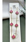 316 L Çelik Van Cleef Pembe Kolye