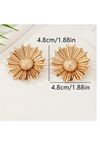 Çelik Gold Güneş Çiçeği Şık Kadın Küpe, Çap:4,8cm