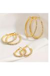 3cm Küçük Boy Taşlı Gold Halka Kadın Küpe,1 Çift