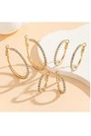 3 Boy 3cm-4,5cm-5,5cm Taşlı Gold Halka Kadın Küpe,3 Çift
