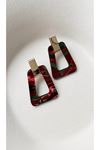 Bordo Yeşil Detaylı Şık Kadın Küpe