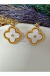 Gold  Van Clef  Beyaz Mineli Kadın Küpe