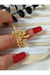 Gold Ayarlanabilir Yarım Çiçek Yüzük 4cm