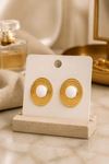 Gold Beyaz Mineli Oval Küpe, Uzunluk:2cm