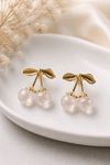 Gold Beyaz Kiraz Küpe, Uzunluk:2 cm, Genişlik:2cm