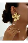 Gold Büyük Flower Çiçek Kadın Küpe, Çok Hafif