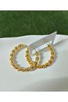 Gold Burma 4,5cm Halka Kadın Küpe Çelik