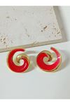 Bordo Gold Spiral Kadın Küpe
