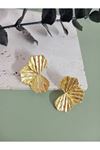 Gold Yarım Yaprak Şık Küpe