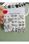 Gümüş 15 Set Küçük Küpe Seti