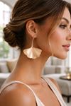 Sarı Gingko Uzun Hafif Kadın Küpe