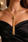 Gold Çoklu Zincir Şık Elegant Y Kolye