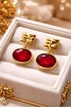 Gold Bordo Küpe