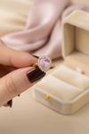 Çelik Gold Zirkon Pembe Taşlı Tektaş Yüzük, Ayarlanabilir