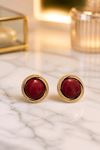 Çelik Bordo Gold Basic Küpe, Çap:2cm