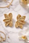 Gold Yarım Çiçek Plaka Kadın Küpe Uzunluk 4cm