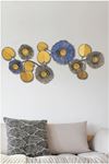 Metal Mavi Gri Gold Ev Ofis Duvar Süsü 112x47cm