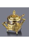 Gold Metal Kapaklı Kaşıklı Cam Şekerlik