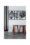 Metal Yaprak Siyah 3 Parça Ofis Ev Duvar Süsü 115x60cm