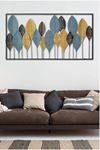 Belgrad Ormanı Metal Siyah Gold Mavi Ev Ofis Duvar Süsü 115x60cm