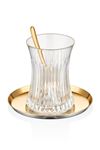 18 Parça 6 Kişilik Elysia Gold 18/10 Çelik Çay Seti