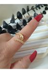 Gold Yılan Zirkon Taşlı Ayarlanabilir Çelik Yüzük