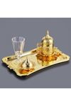 Tek Kişilik Gold Metal Porselen Kahve Takımı