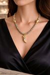 Gold Fİldişi Göz Elegant Kolye