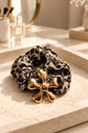 Leopar Çiçek Figürlü Simit Toka, Çap: 10cm 